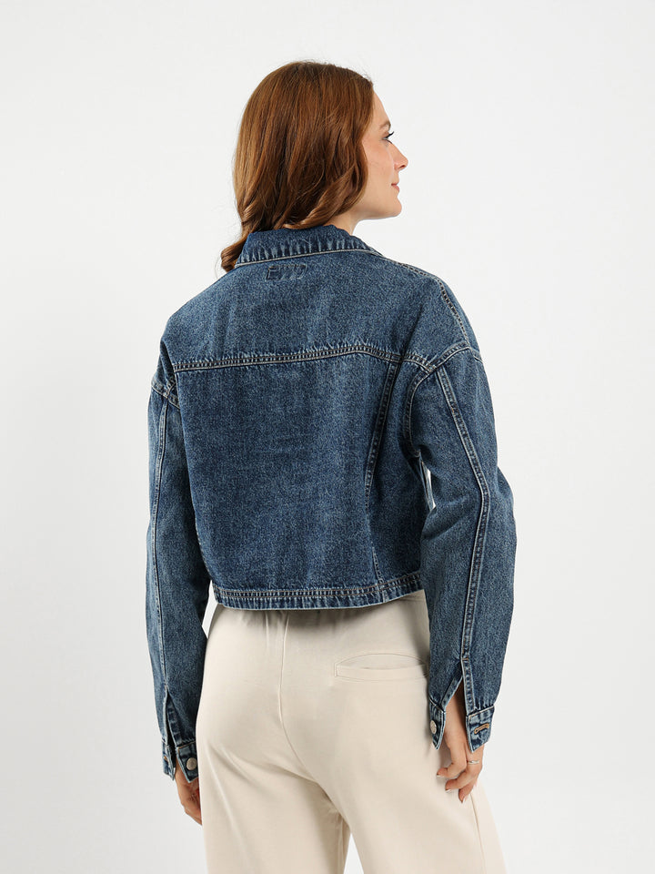 Denim Jacket With Slanted Pockets