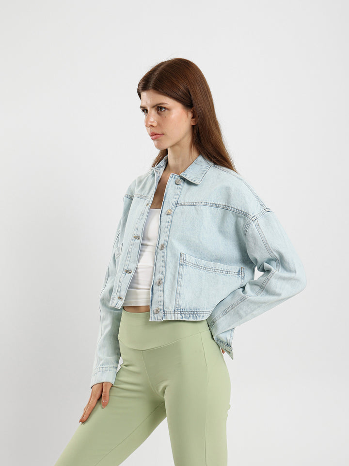Denim Jacket With Slanted Pockets