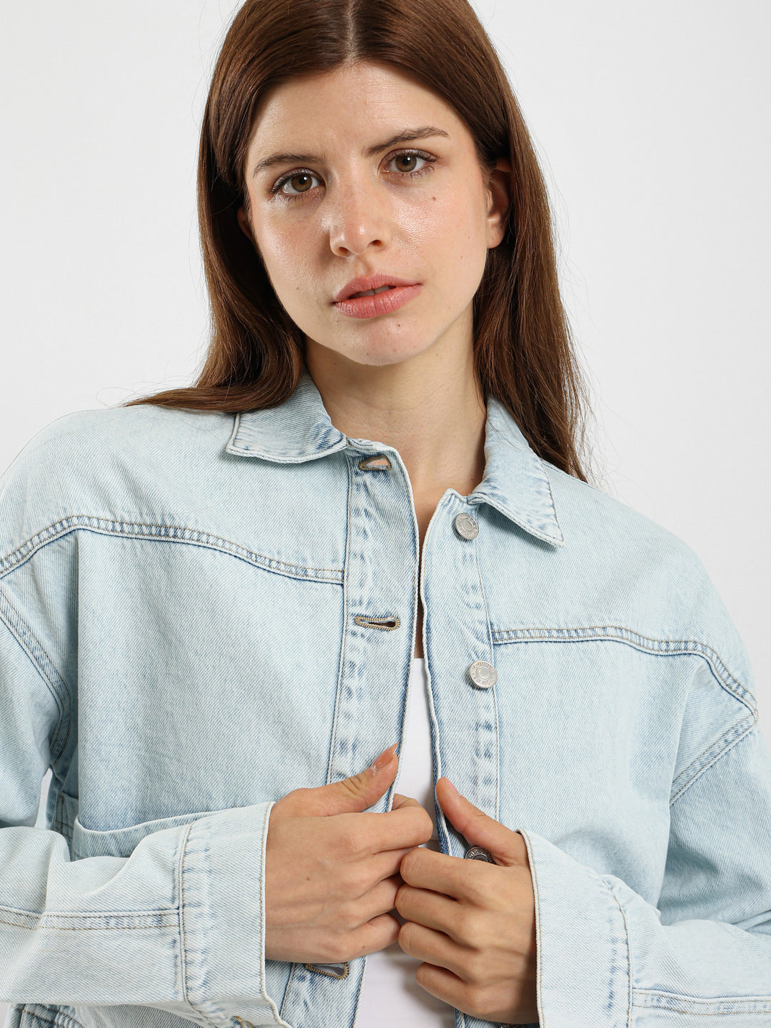 Denim Jacket With Slanted Pockets