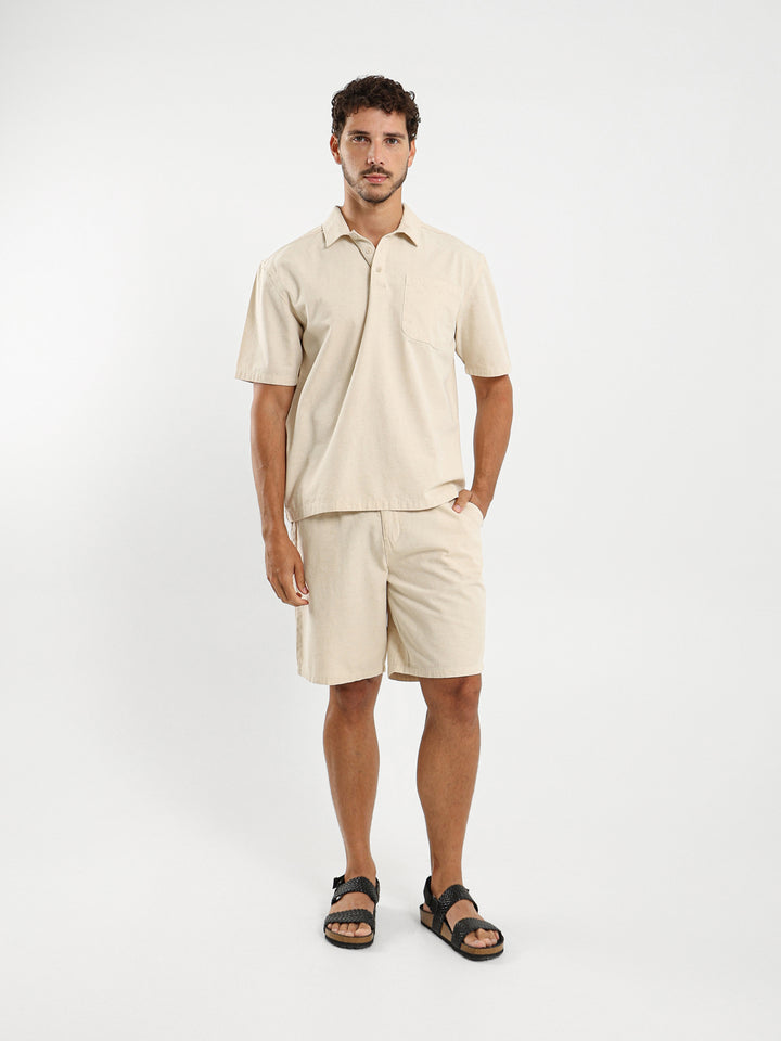 Loose Textured Half Placket Shirt