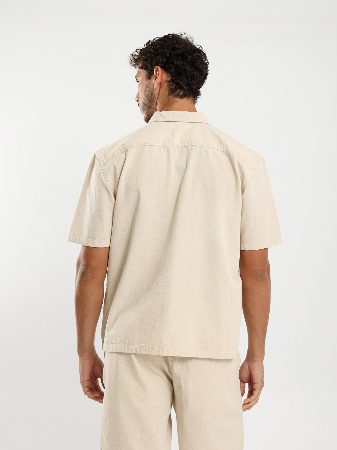 Loose Textured Half Placket Shirt