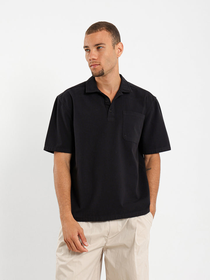 Loose Textured Half Placket Shirt