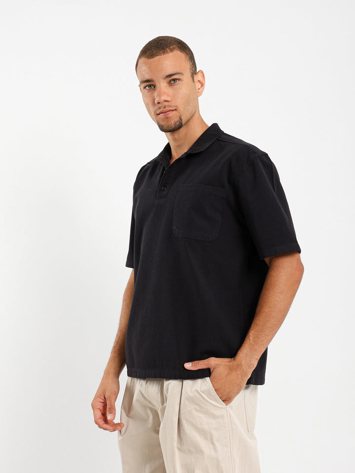 Loose Textured Half Placket Shirt