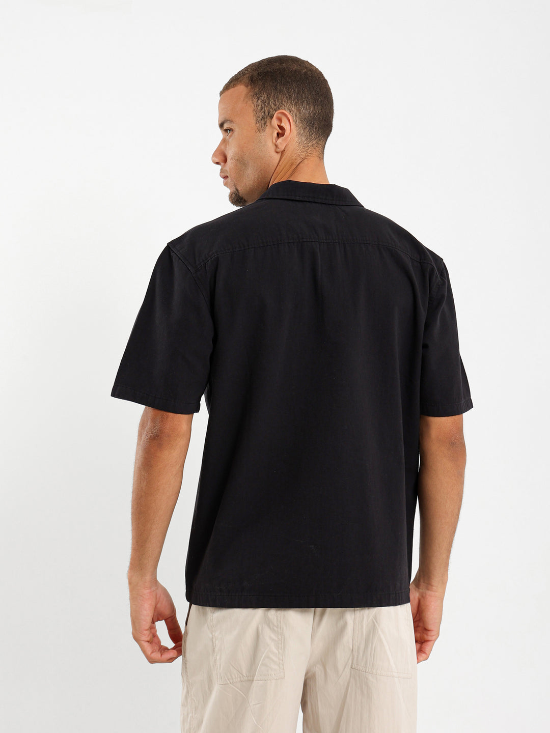 Loose Textured Half Placket Shirt