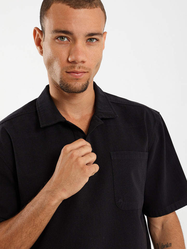 Loose Textured Half Placket Shirt