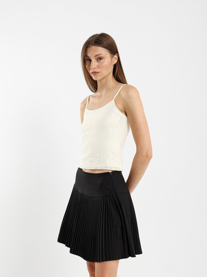 Textured Cami Top With Lace Trim
