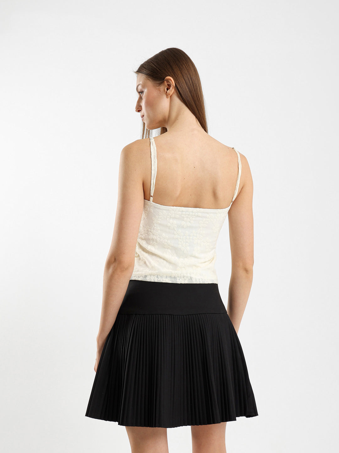 Textured Cami Top With Lace Trim