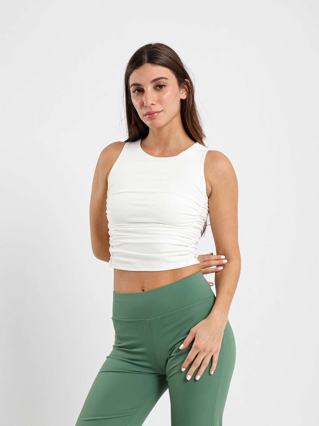 Sleeveless Fitted Ruched Top