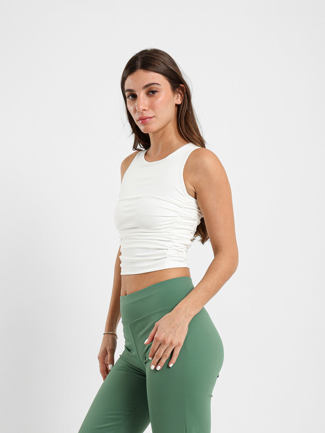 Sleeveless Fitted Ruched Top