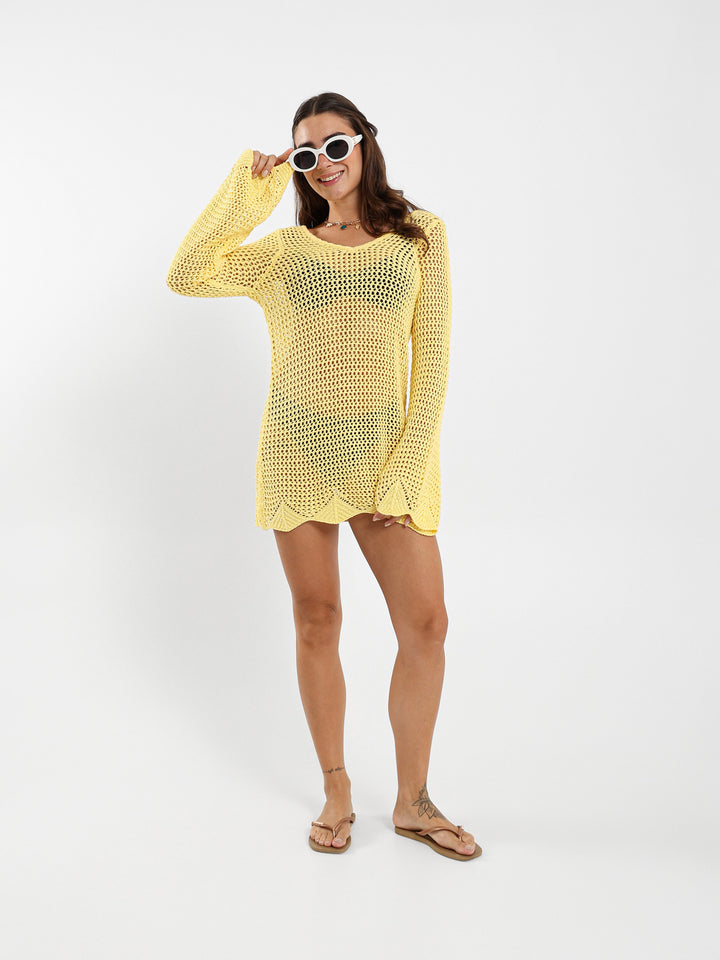 Long Sleeve Tricot Short Dress