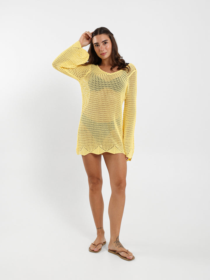 Long Sleeve Tricot Short Dress