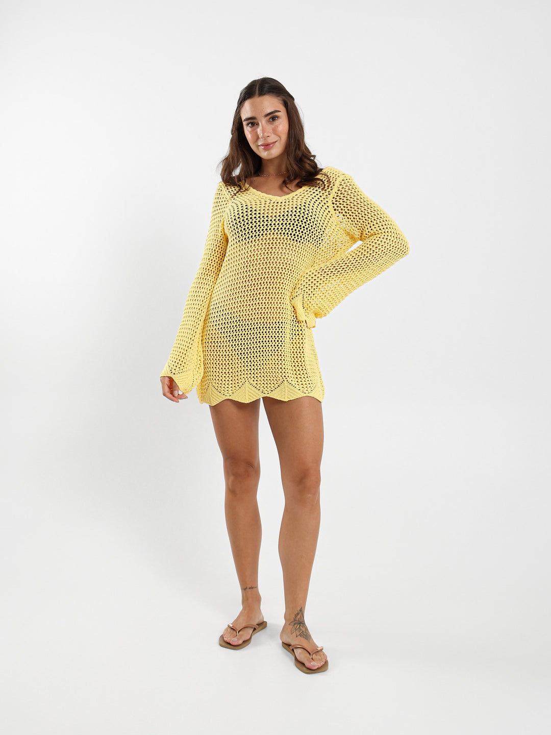 Long Sleeve Tricot Short Dress