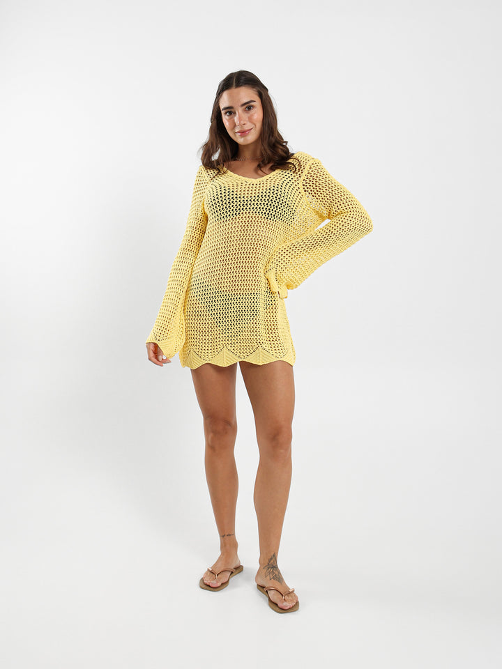 Long Sleeve Tricot Short Dress