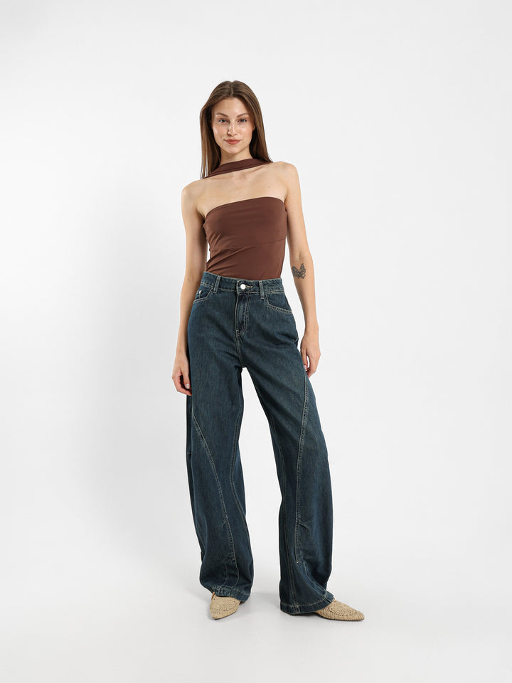 Strapless Bodysuit With Scarf Strap Detail
