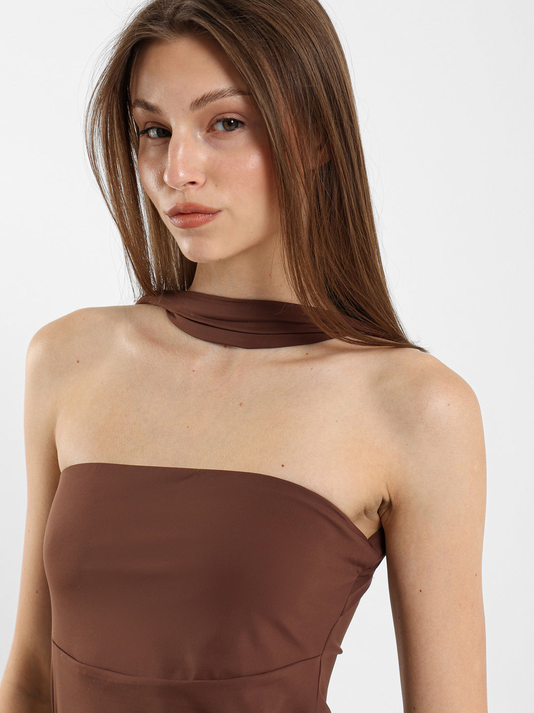 Strapless Bodysuit With Scarf Strap Detail