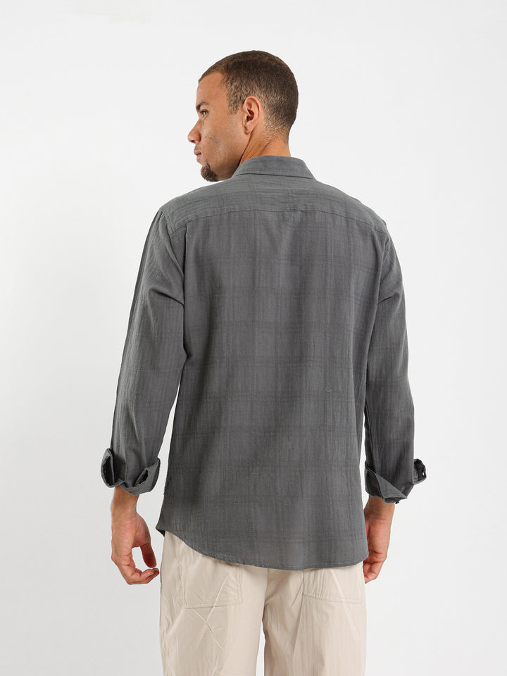 Textured Long Sleeve Linen Shirt