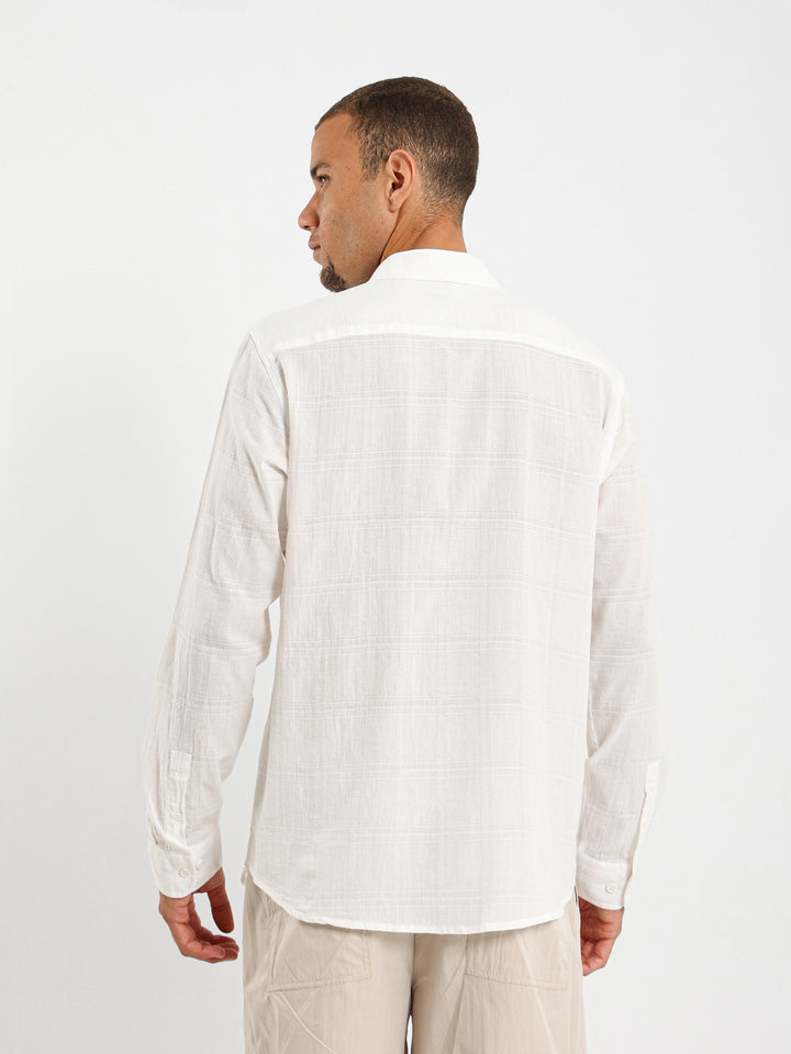 Textured Long Sleeve Linen Shirt