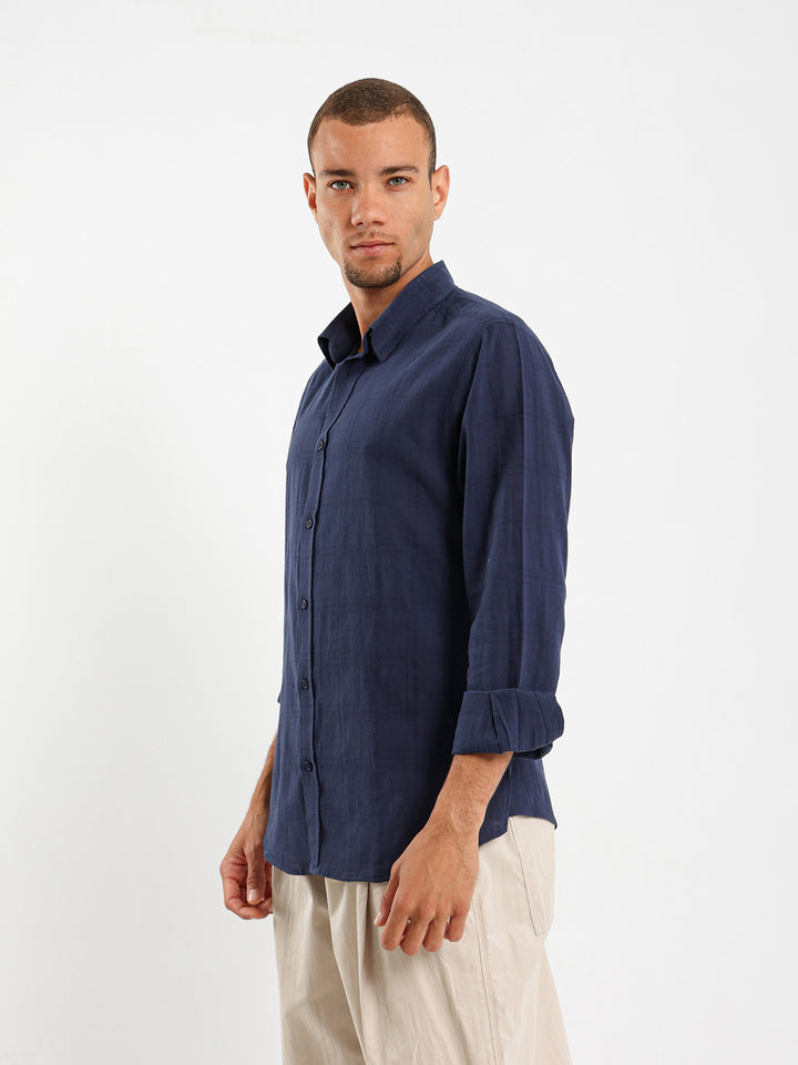 Textured Long Sleeve Linen Shirt