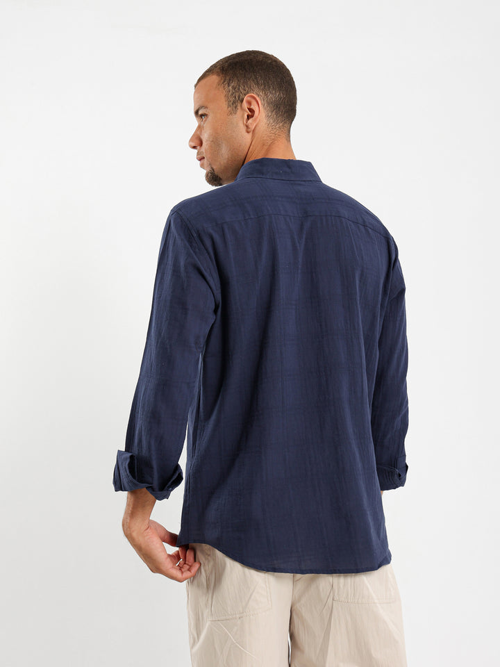 Textured Long Sleeve Linen Shirt