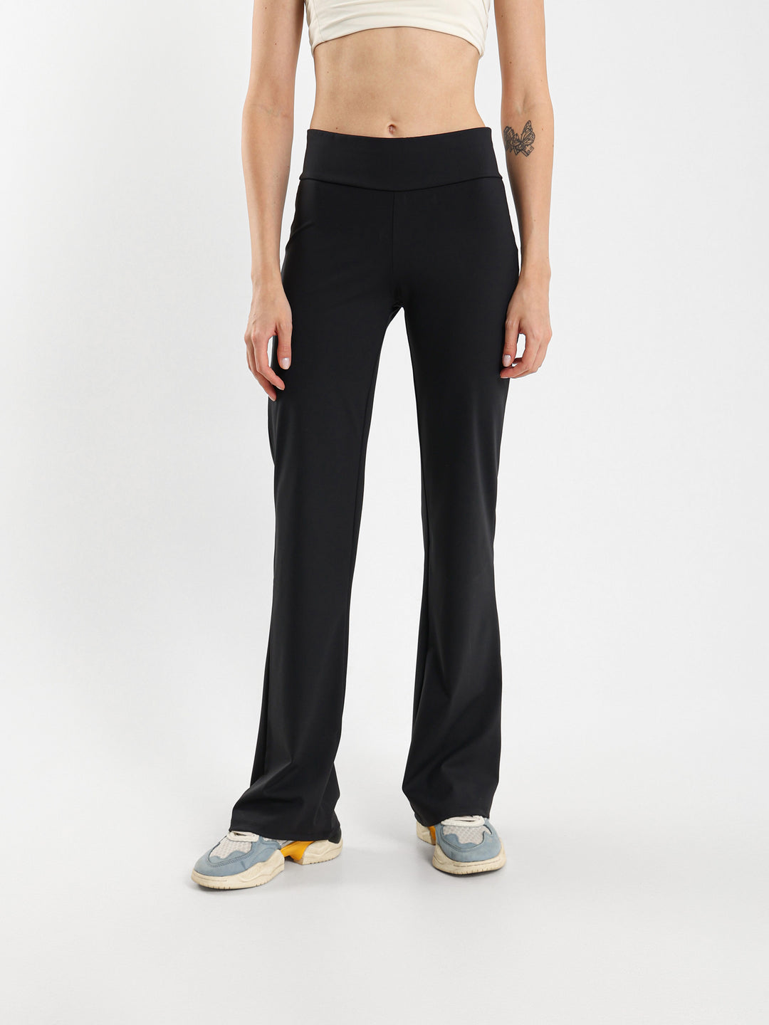 Ribbed Waist Flared Pants