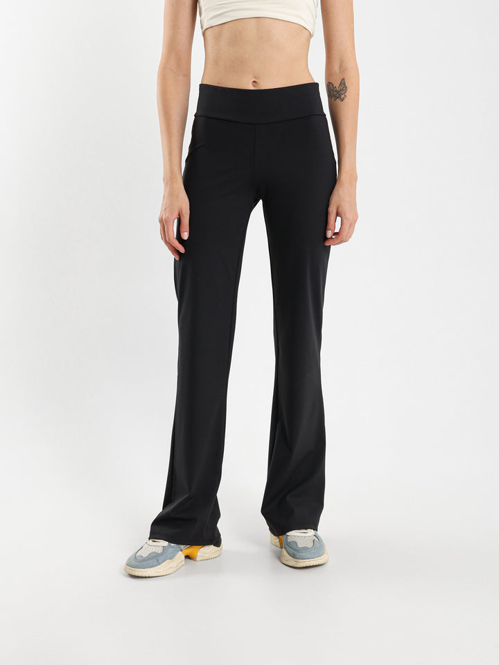 Ribbed Waist Flared Pants