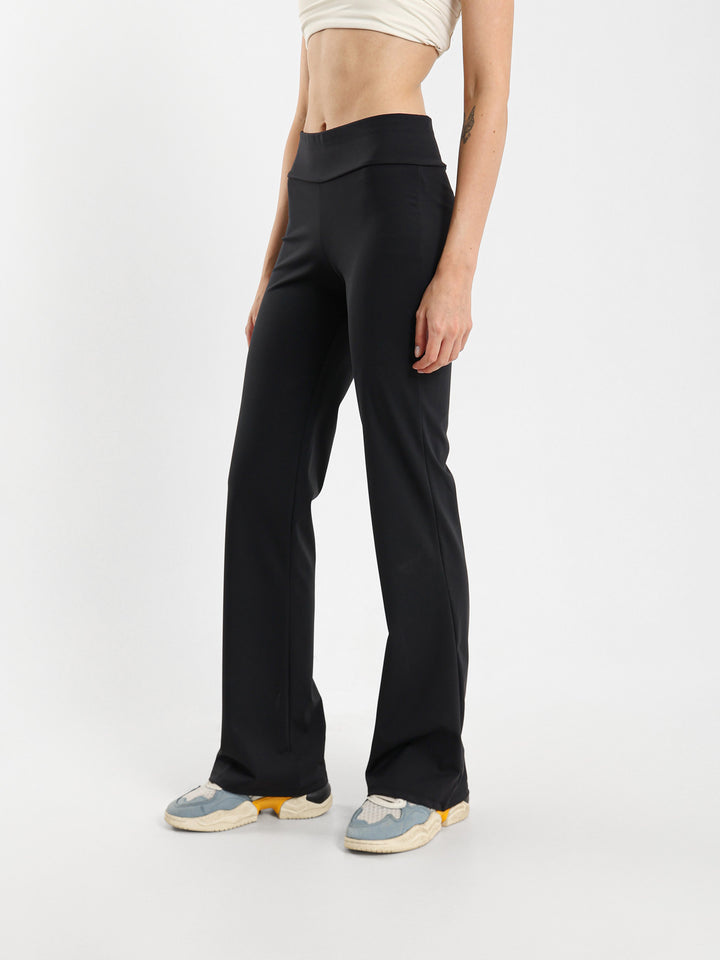 Ribbed Waist Flared Pants