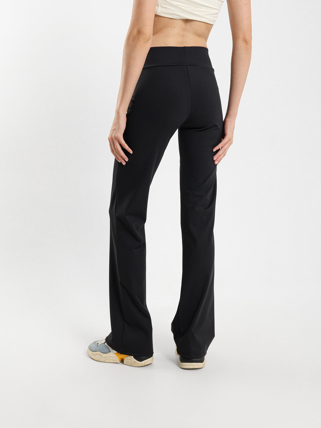 Ribbed Waist Flared Pants