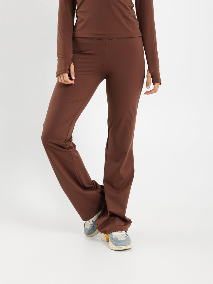 Ribbed Waist Flared Pants
