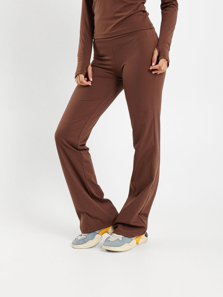 Ribbed Waist Flared Pants