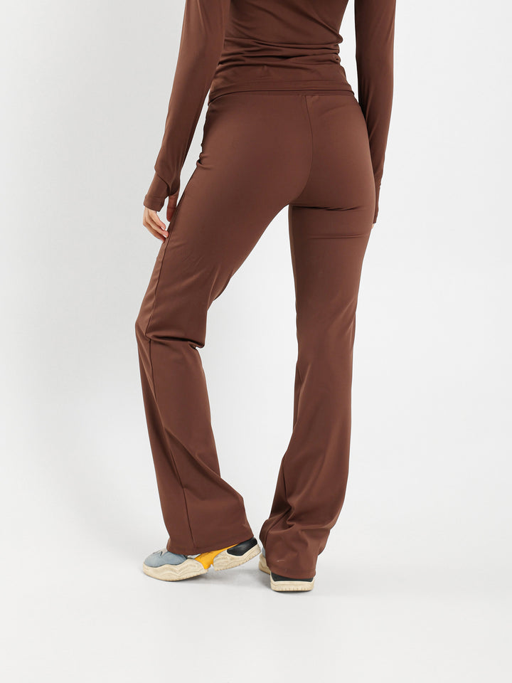 Ribbed Waist Flared Pants