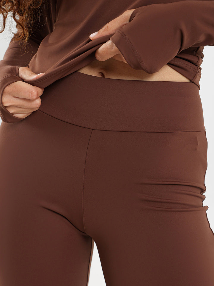 Ribbed Waist Flared Pants