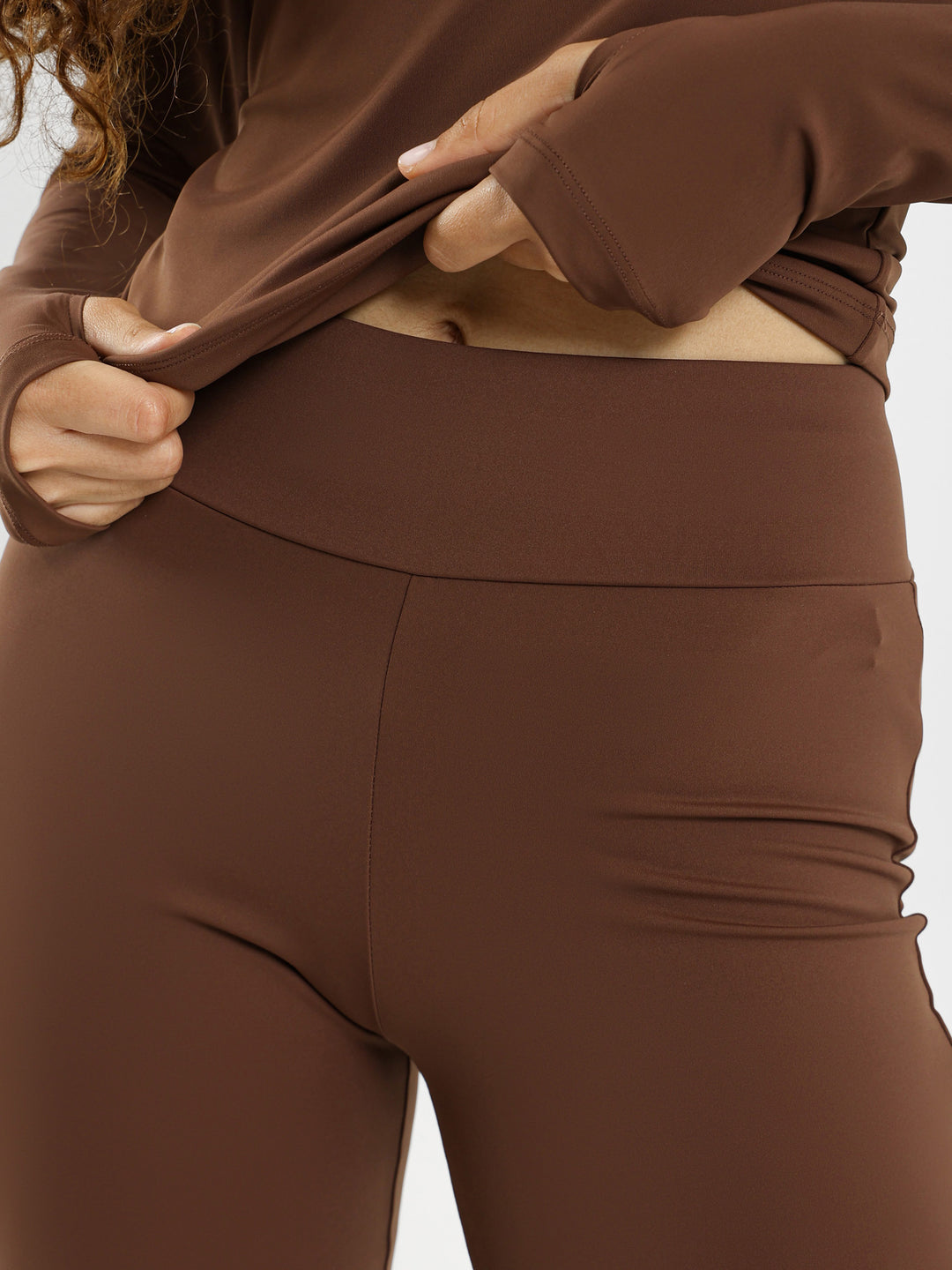 Ribbed Waist Flared Pants