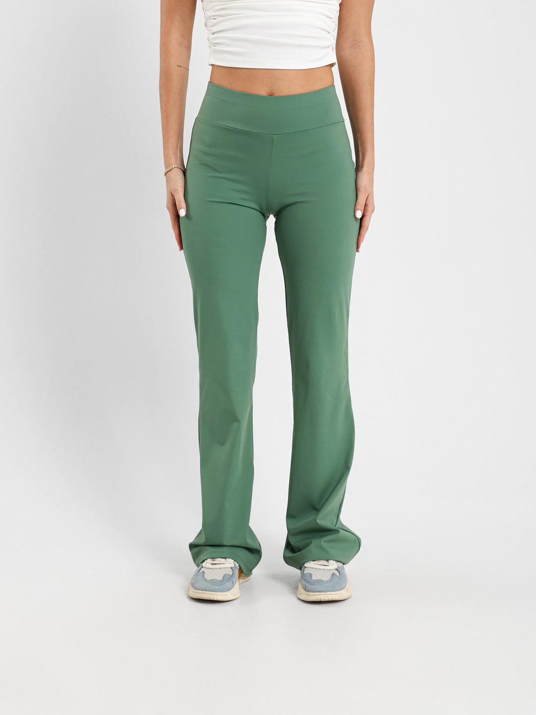 Ribbed Waist Flared Pants