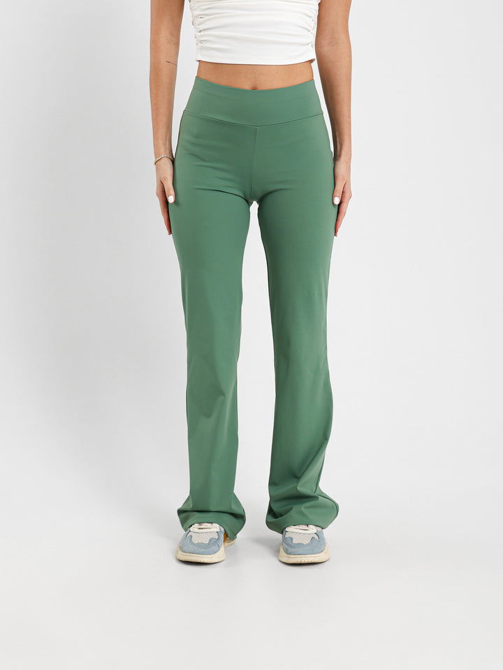 Ribbed Waist Flared Pants
