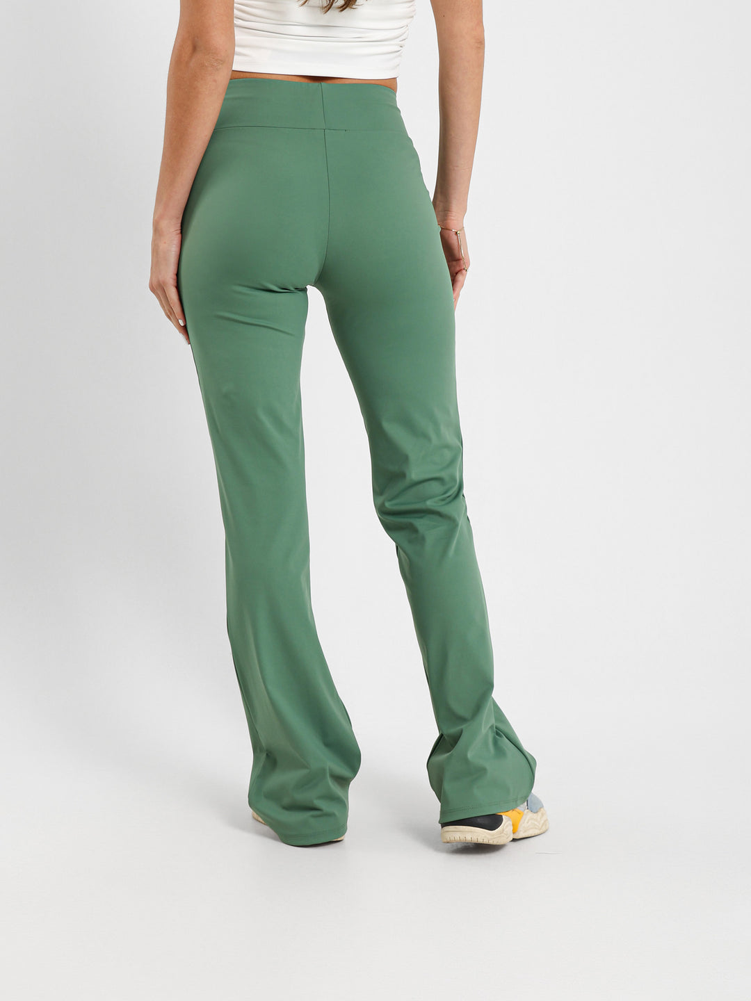 Ribbed Waist Flared Pants