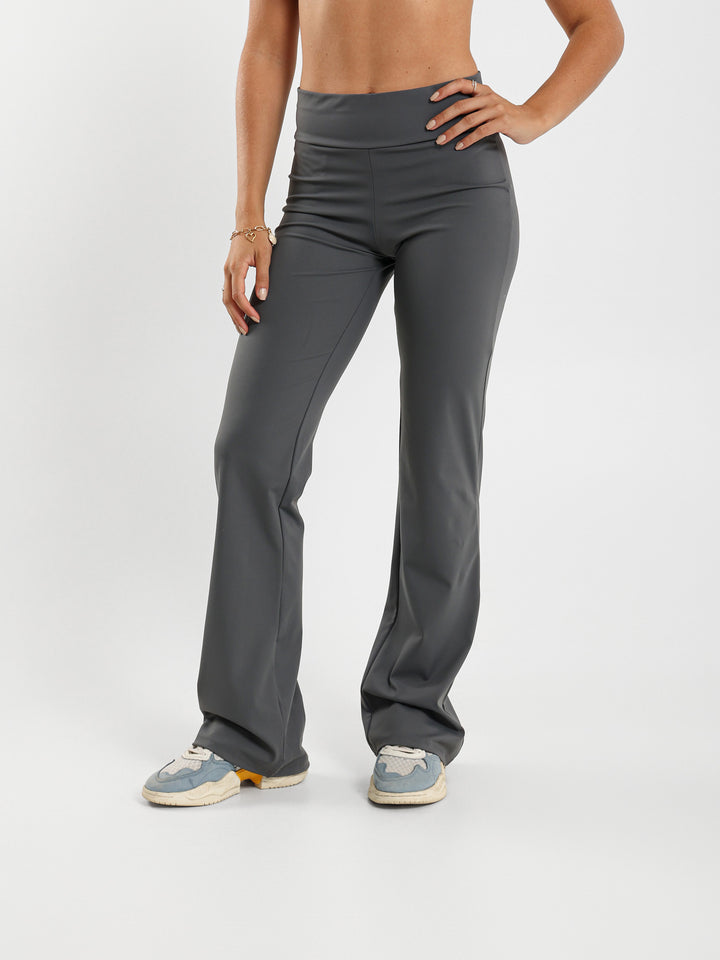 Ribbed Waist Flared Pants
