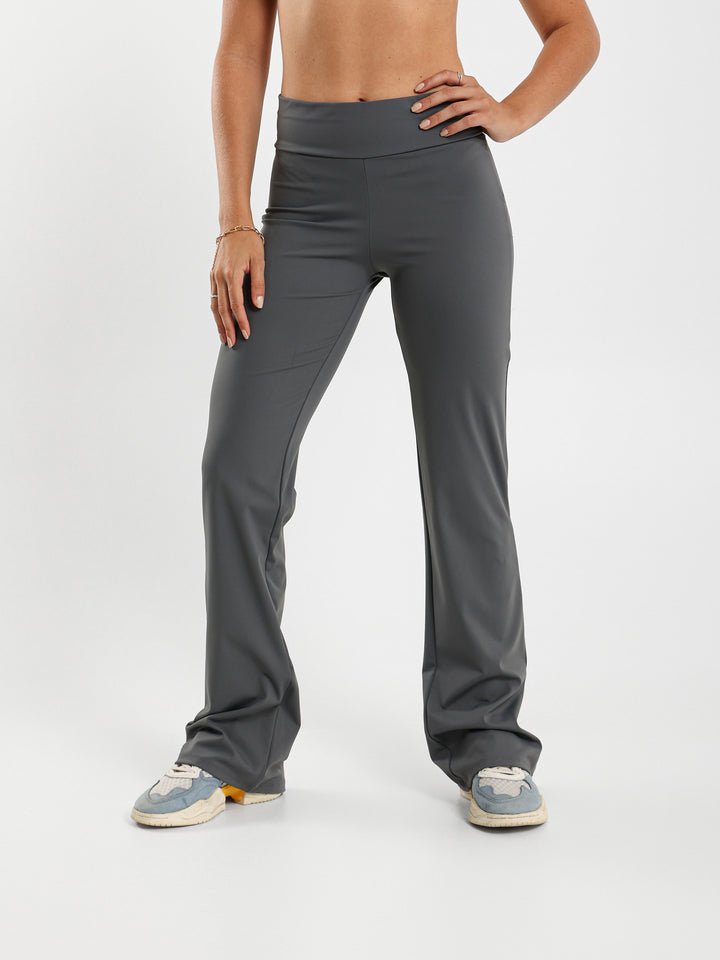 Ribbed Waist Flared Pants