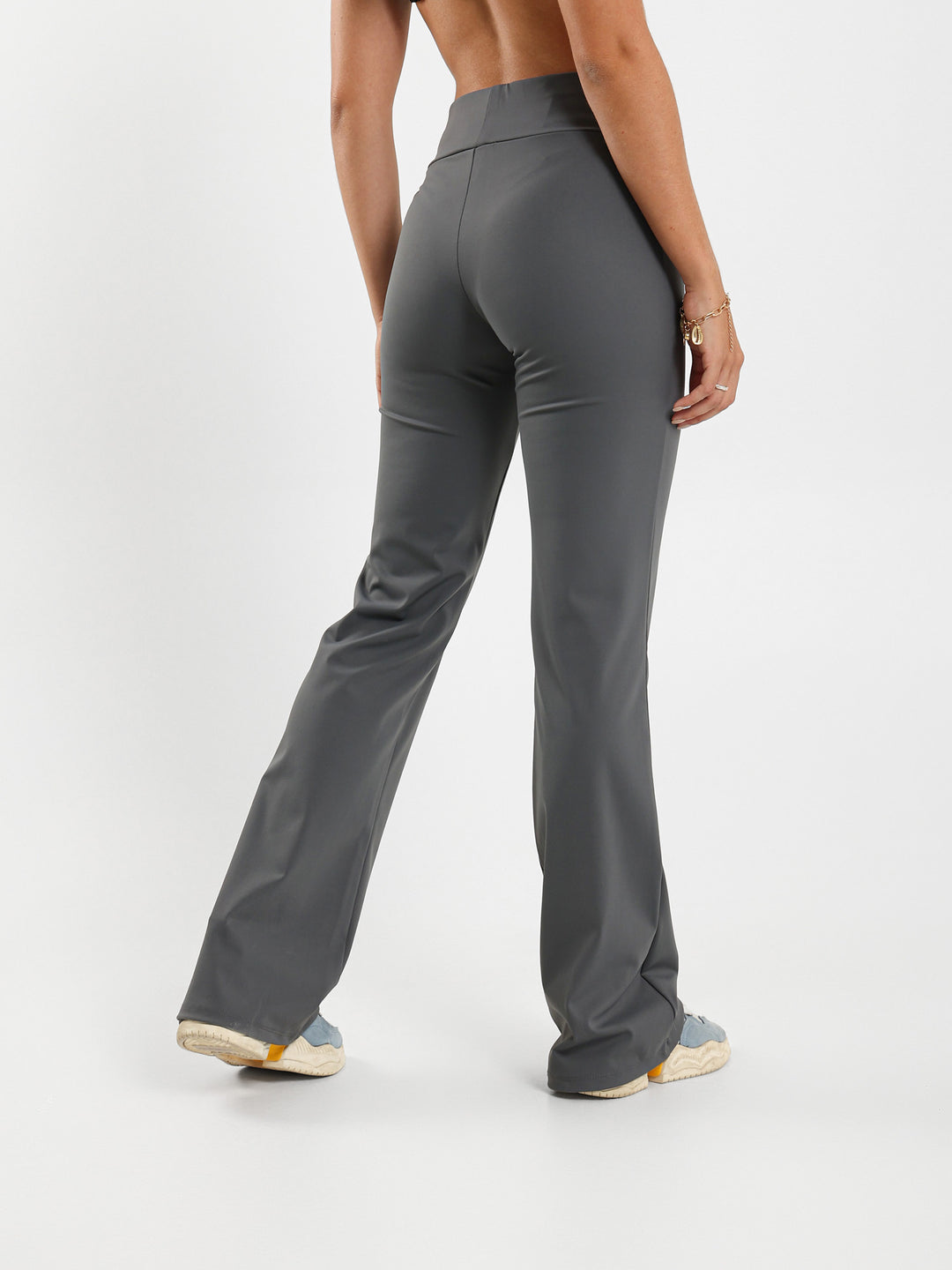 Ribbed Waist Flared Pants