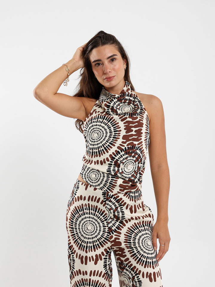 All Over Printed Halter Neck Top