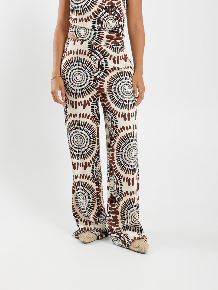 All Over Printed Wide Leg Pants