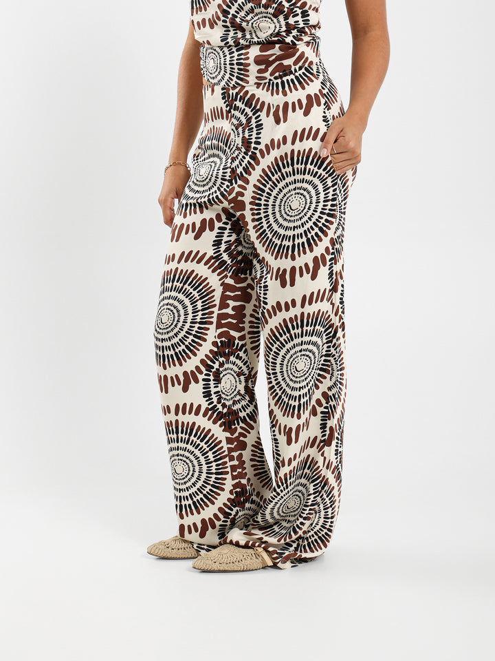 All Over Printed Wide Leg Pants