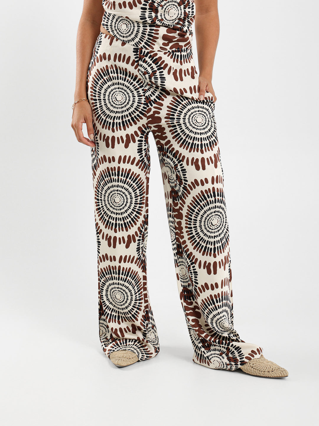All Over Printed Wide Leg Pants