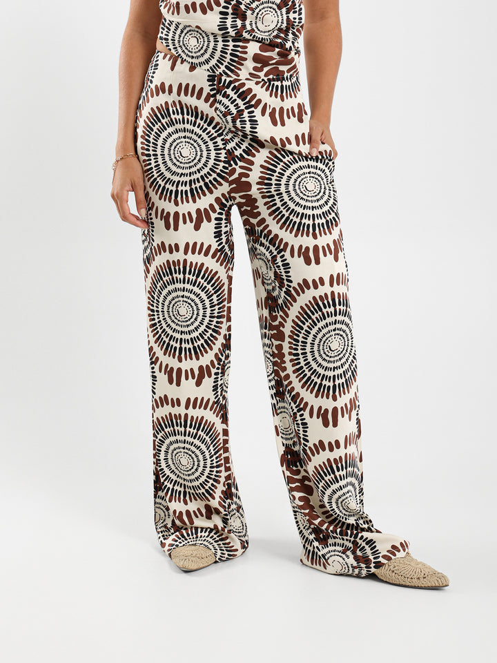 All Over Printed Wide Leg Pants