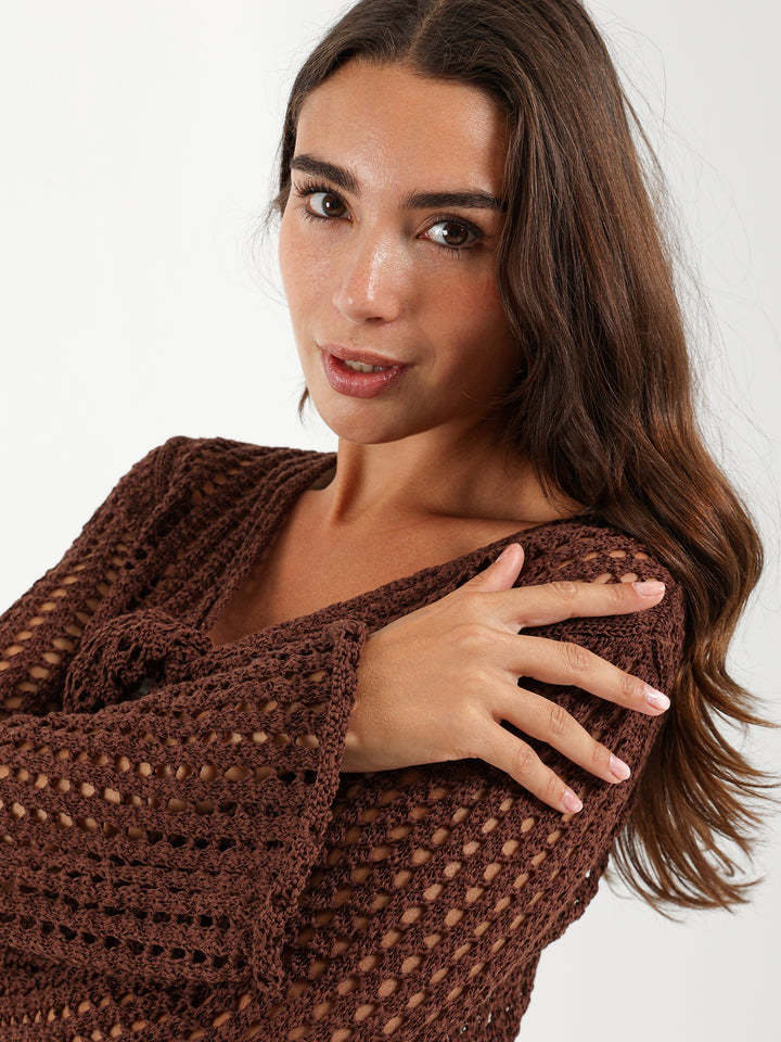 Long Sleeve Top With Twisted Front