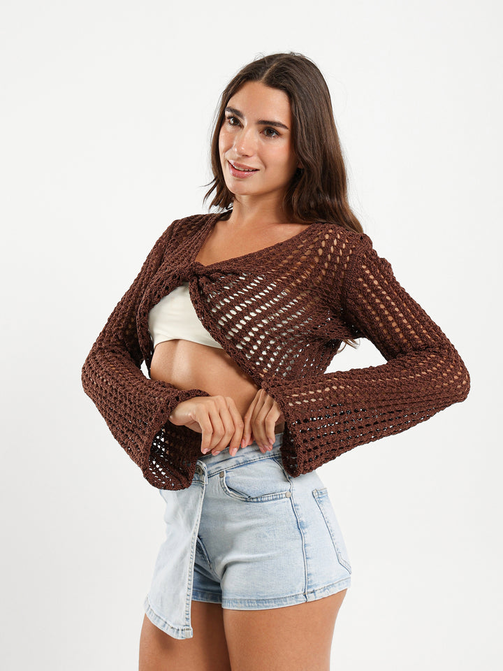 Long Sleeve Top With Twisted Front