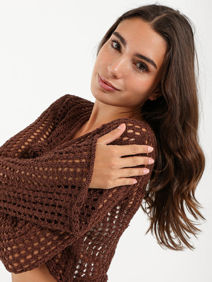 Long Sleeve Top With Twisted Front