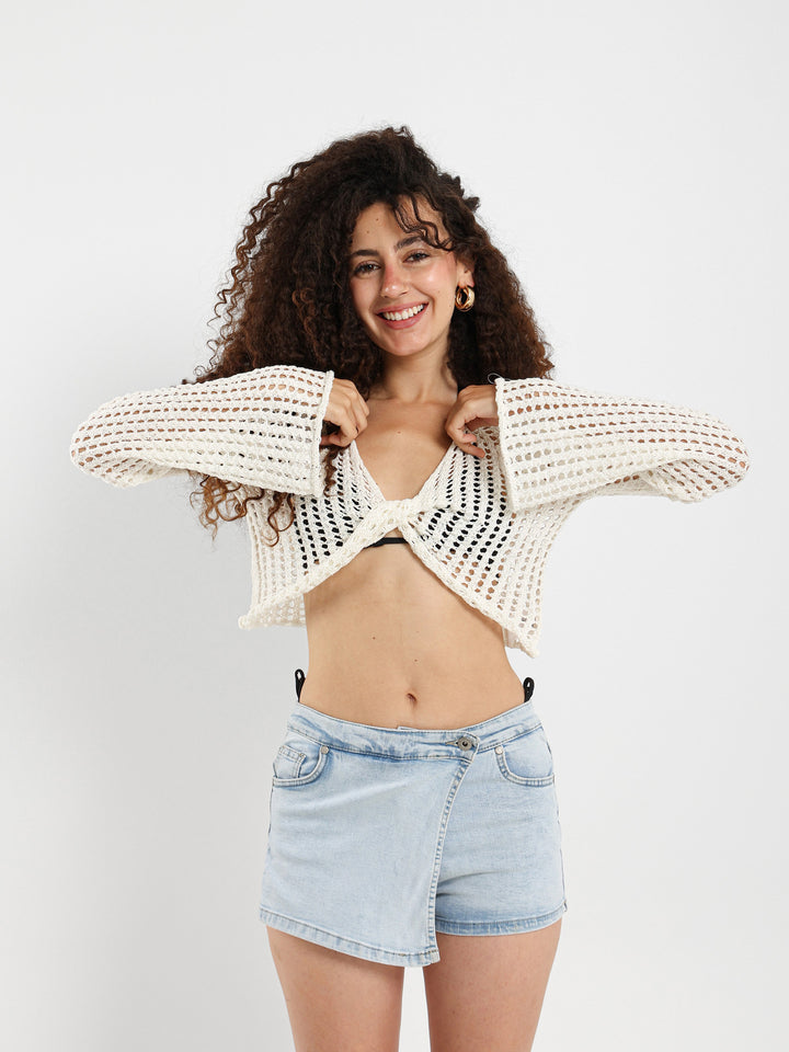 Long Sleeve Top With Twisted Front