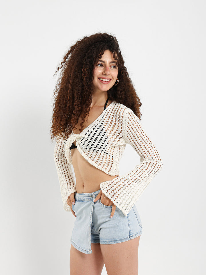 Long Sleeve Top With Twisted Front