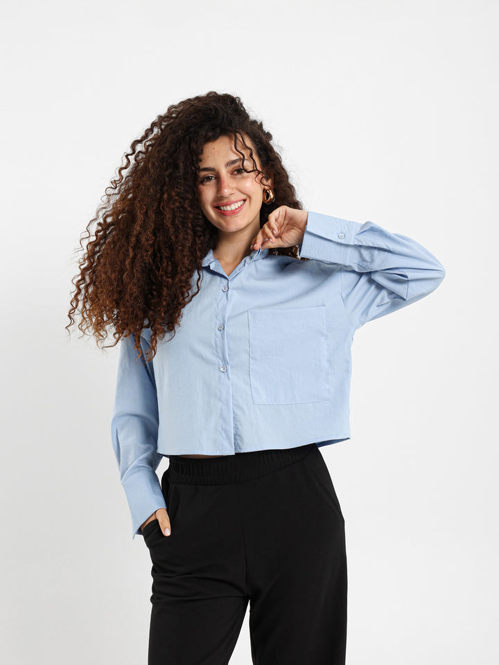 Cropped Shirt With Raw Edge