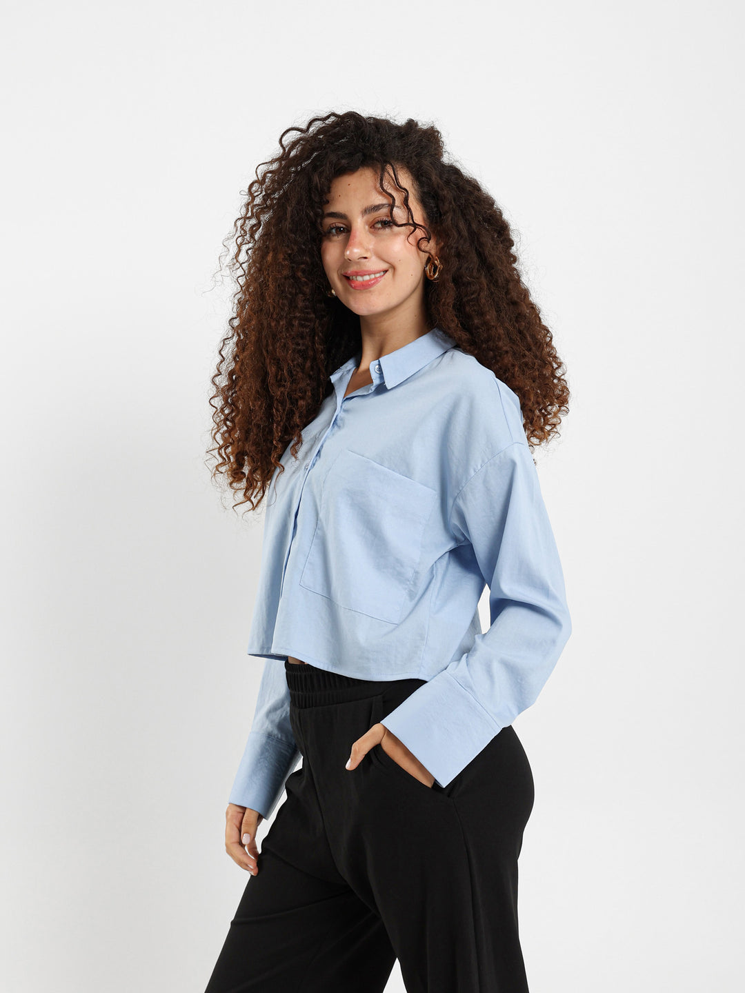 Cropped Shirt With Raw Edge